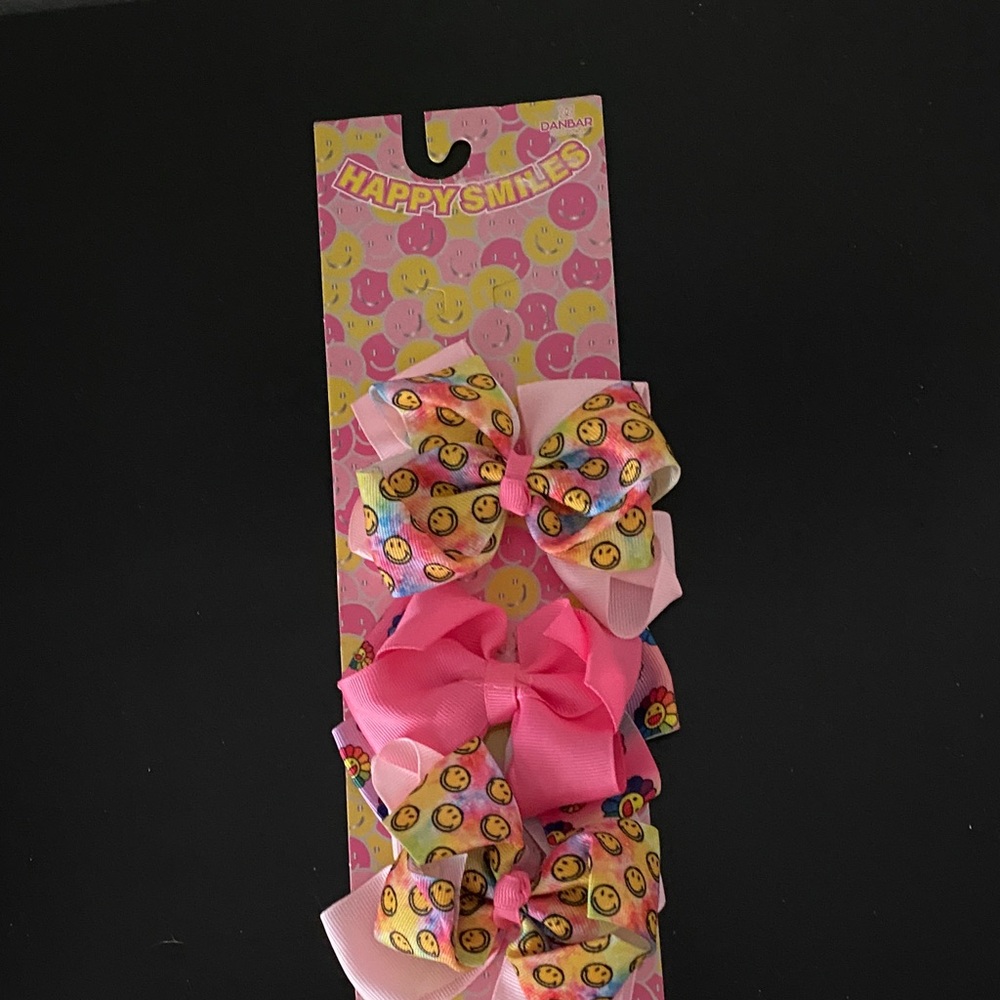 Pink and Emoji Hair Bows